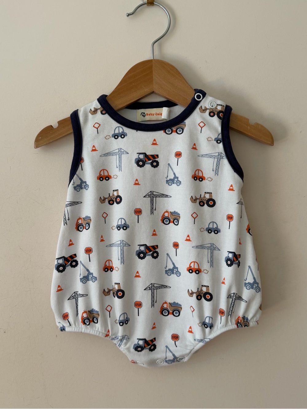BABY LUIGI EUC Baby Boys Construction Truck Print Bubble